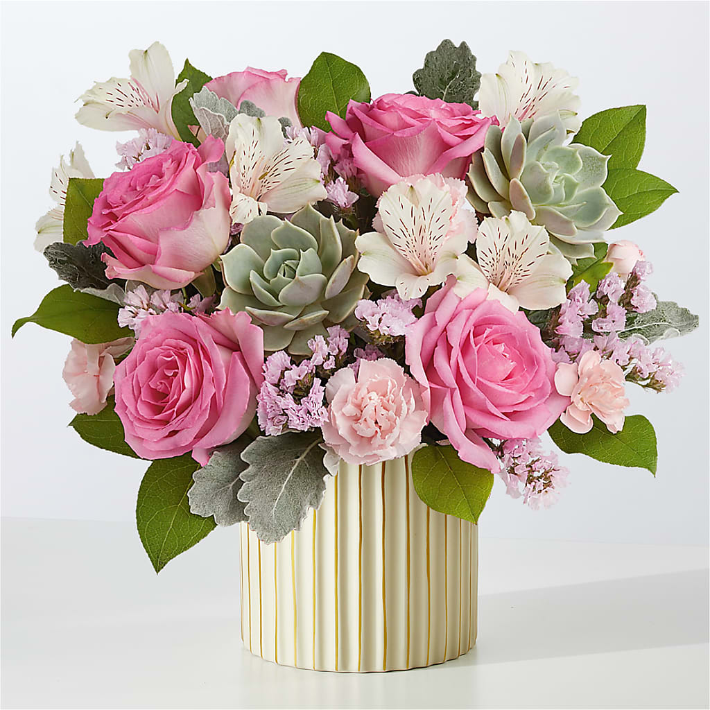 Dusty Rose Bouquet with Ivory Vase – Bloom N Grow Floral Design, Atascadero CA