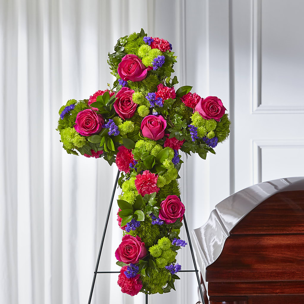Tribute Rose Floral Cross – Bloom N Grow Floral Design, Atascadero CA