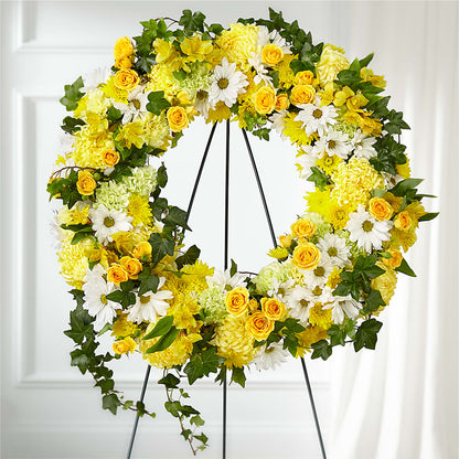 Golden Remembrance Wreath –  Bloom N Grow Floral Design, Atascadero CA