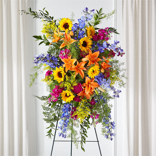 Sunlit Memories Standing Spray (Standard) –  Bloom N Grow Floral Design, Atascadero CA