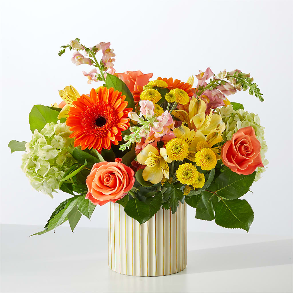 Autumn Sunshine Bouquet with Ivory Vase –  Bloom N Grow Floral Design, Atascadero CA