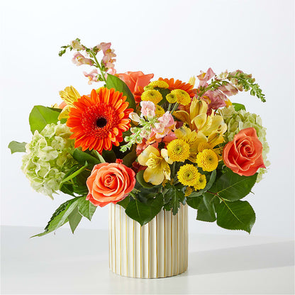 Autumn Sunshine Bouquet with Ivory Vase –  Bloom N Grow Floral Design, Atascadero CA