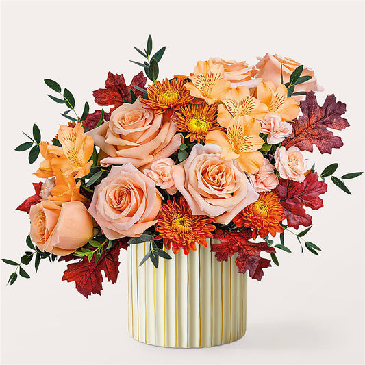 Spiced Latte Bouquet with Ivory Vase –  Bloom N Grow Floral Design, Atascadero CA